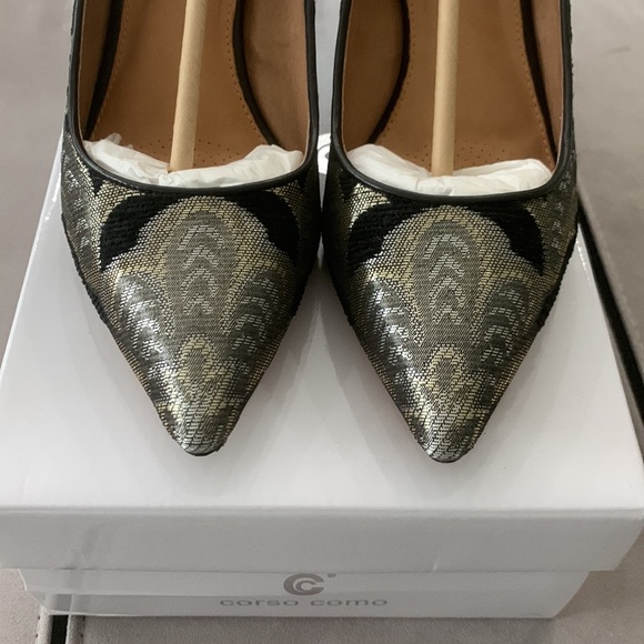 Corso Como Black Metallic Brocade Shoes/Pumps size 9.5 - Picture 10 of 17